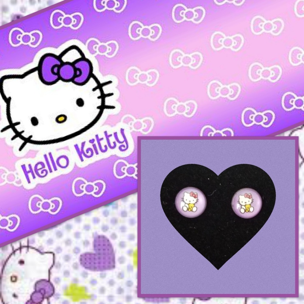 New Hello Kitty Stud Earrings Purple
